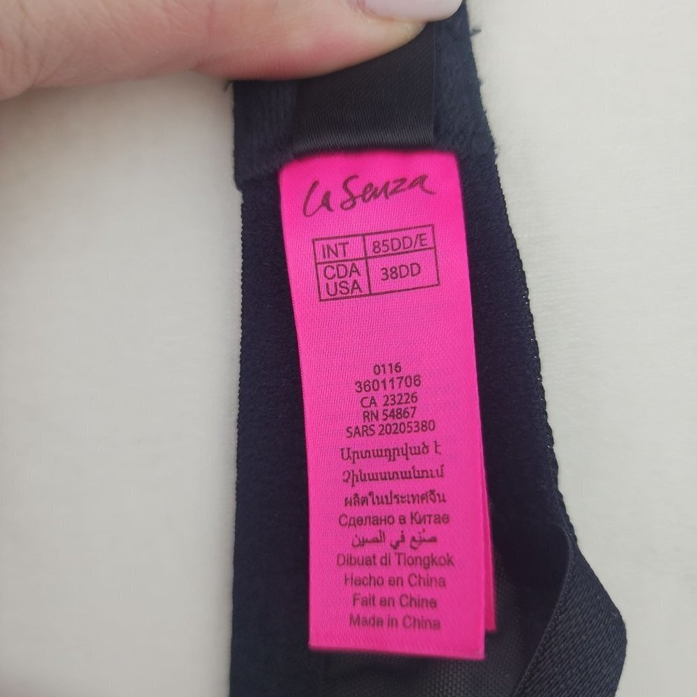 La SENZA Lace Underwire Bra No Padding Black & Blue 38DD - Picture 6 of 7